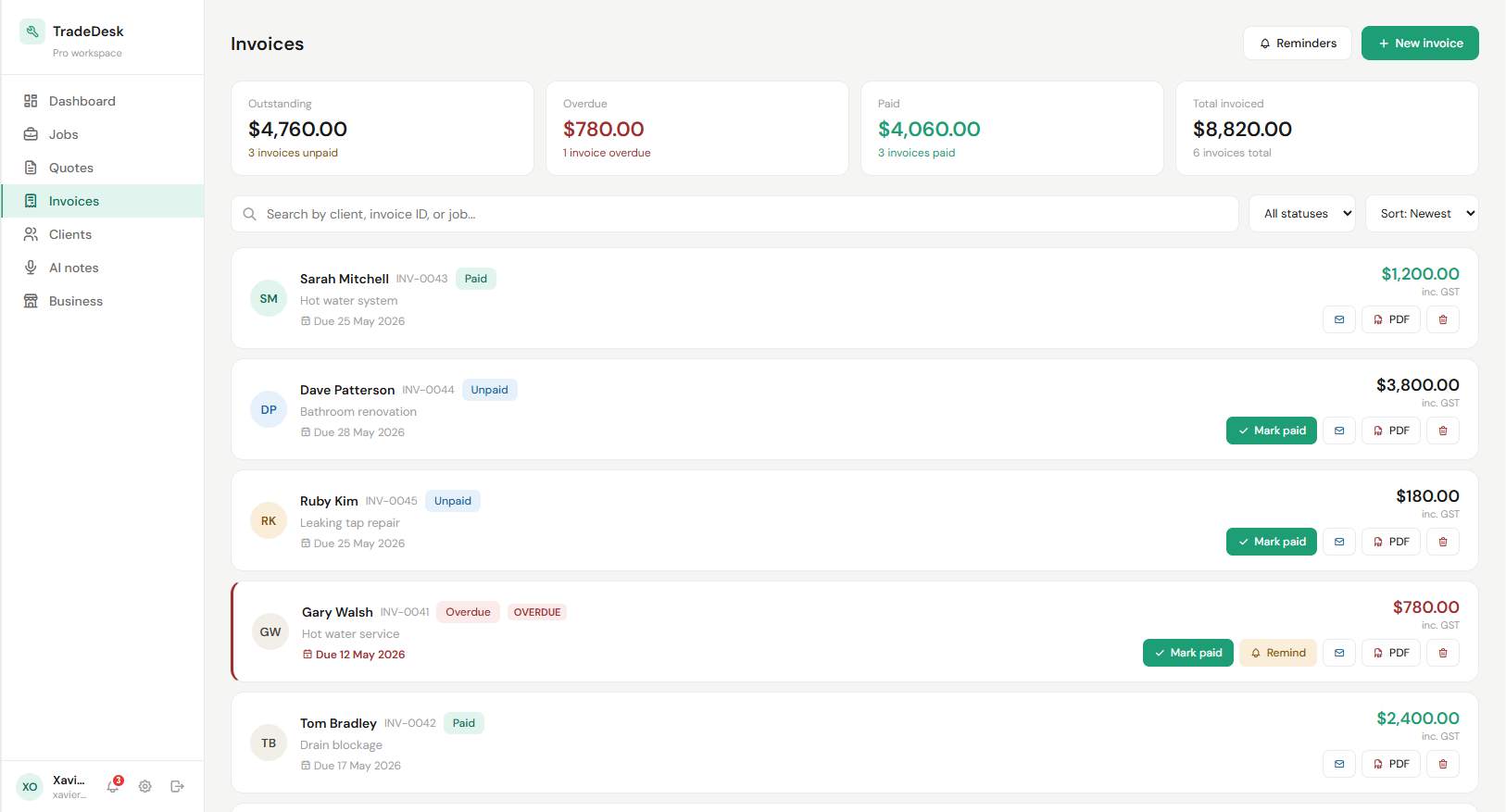 Invoicing